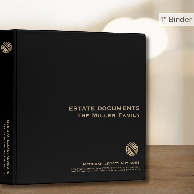 Modern Black Gold Estate Planning Documents 3 Ring Binder (Creator Uploaded)