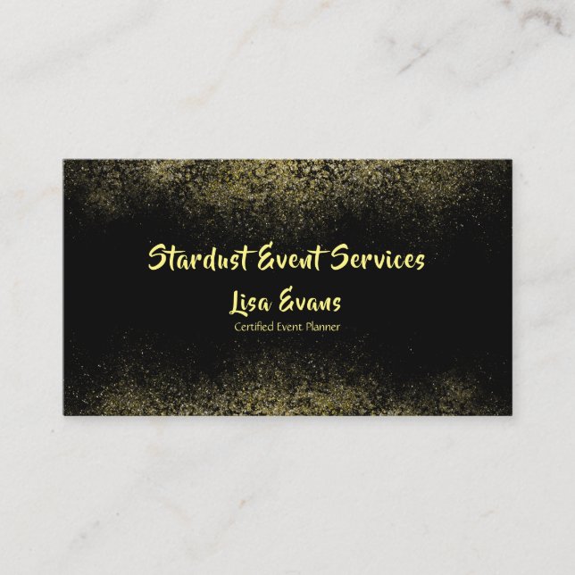 Modern Black Gold Event Planner Professional Busin Business Card (Front)