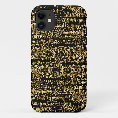 Modern Black  Gold Faux Glitter  Sparkles iPhone 11 Case