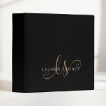 Modern Black Gold Feminine Script Monogrammed  3 Ring Binder<br><div class="desc">Modern Black Gold Feminine Script Monogrammed binder. Easily personalize this modern elegant binder with your custom monogram and name.</div>