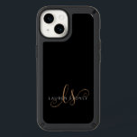 Modern Black Gold Feminine Script Monogrammed Speck iPhone 14 Case<br><div class="desc">Modern Black Gold Feminine Script Monogrammed iPhone Case. Easily personalize this modern elegant phone case with your custom monogram and name.</div>