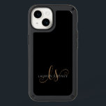 Modern Black Gold Feminine Script Monogrammed Speck iPhone 14 Case<br><div class="desc">Modern Black Gold Feminine Script Monogrammed iPhone Case. Easily personalize this modern elegant phone case with your custom monogram and name.</div>
