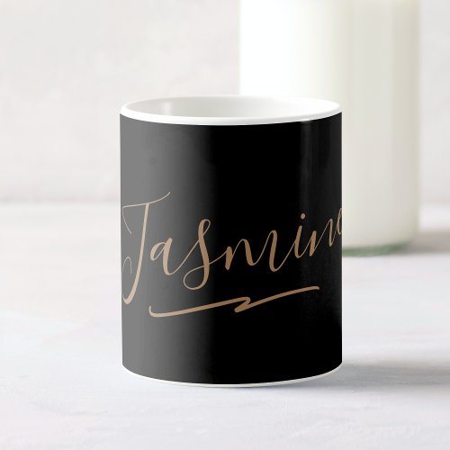 Modern Black Gold Feminine Script Name Coffee Mug