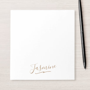 Modern Black Gold Feminine Script Name Notepad