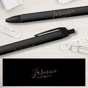 Modern Black Gold Feminine Script Name Pen