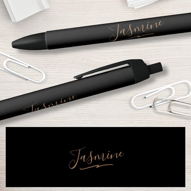 Modern Black Gold Feminine Script Name Pen (Creator Uploaded)
