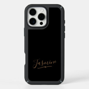 Modern Black Gold Feminine Script Name iPhone 16 Pro Max Case