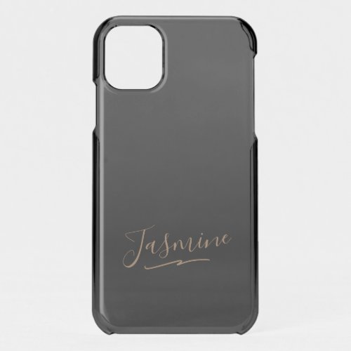  Modern Black Gold Feminine Script Name iPhone 11 Case