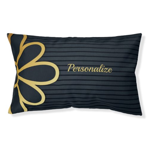 Modern Black & Gold Floral Personalized Design Pet Bed