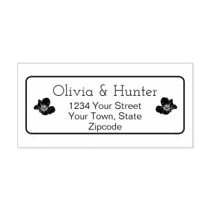 Modern Black & Gold Floral wedding Self-inking Stamp