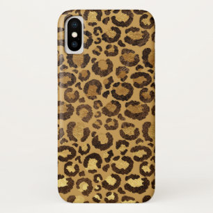 Modern Black Gold Foil Cheetah Animal Pattern iPhone X Case