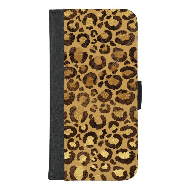 Modern Black Gold Foil Cheetah Animal Pattern iPhone Wallet Case (Front)