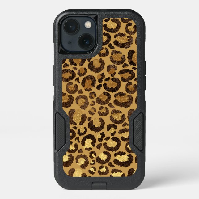 Modern Black Gold Foil Cheetah Animal Pattern Otterbox iPhone Case (Back)