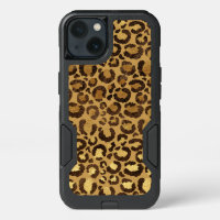 Modern Black Gold Foil Cheetah Animal Pattern