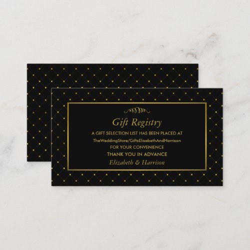 Modern Black  Gold Foil Effect Gift Registry Enclosure Card