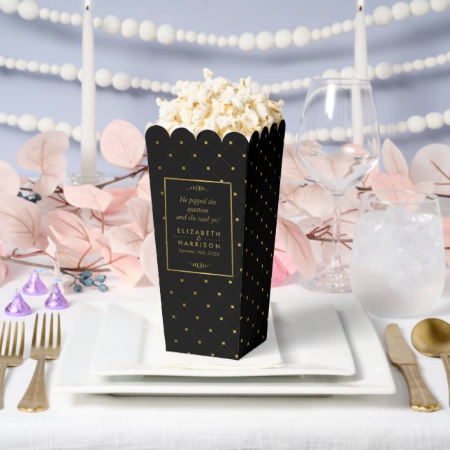 Modern Black & Gold Foil Effect Wedding Favor Boxes (Wedding)