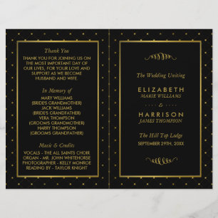 Modern Black & Gold Foil Effect Wedding Program