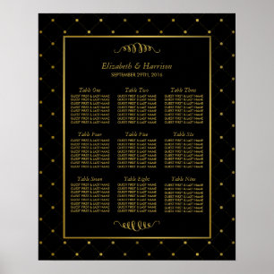Modern Black & Gold Foil Effect Wedding Table Plan Poster