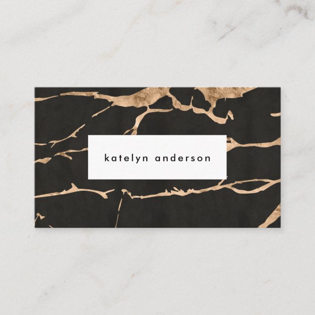 Modern Black Gold Foil Gemstone Interior Designer Business Card (Front)