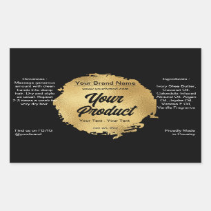 Modern Black Gold Foil Grungy Luxury Chic Product Rectangular Sticker