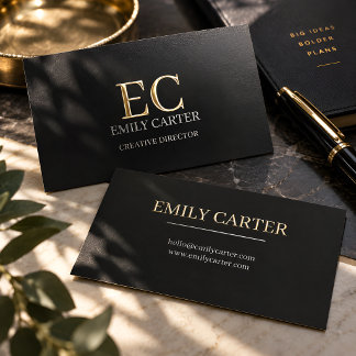 Modern Black Gold Foil & Raised Spot Gloss Business Cards