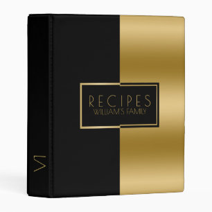 Modern Black & Gold Geometric Design Mini Binder