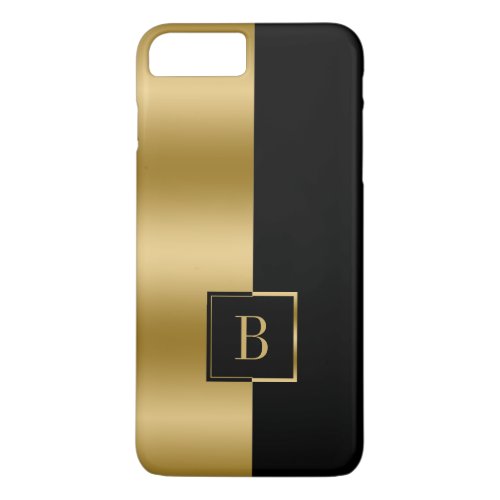 Modern Black  Gold geometric design monogram iPhone 8 Plus7 Plus Case