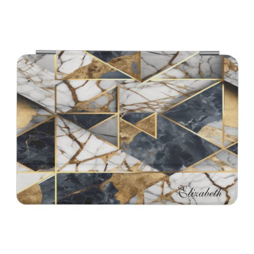Modern Black Gold Geometric Marble  iPad Mini Cover