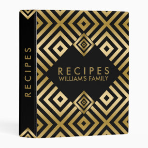 Modern Black & Gold Geometric Pattern Mini Binder
