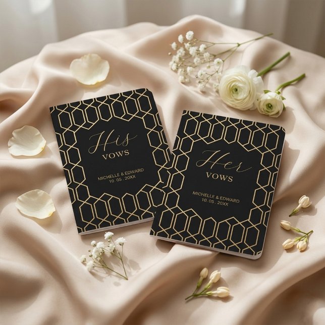 Modern Black & Gold Geometric Wedding              Foil Vow Books (Creator Uploaded)