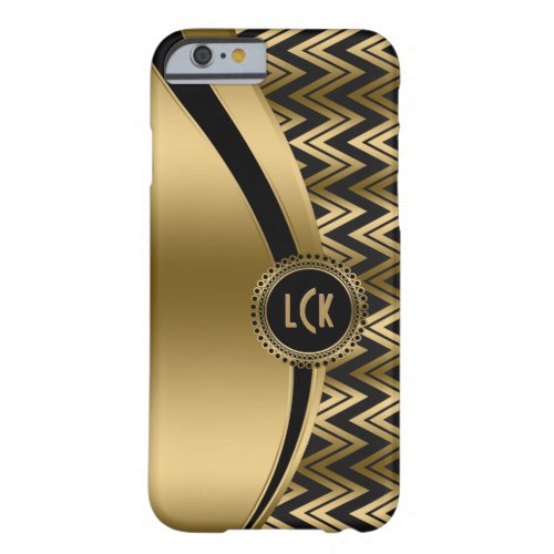 Modern Black  Gold Geometric Zigzag Chevron 2a Barely There iPhone 6 Case