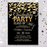 Modern Black Gold Glitter 2024 GRADUATION Party