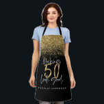 Modern black gold glitter 50th birthday typography apron<br><div class="desc">Modern black gold glitter 50th birthday typography</div>