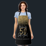 Modern black gold glitter 50th birthday typography apron<br><div class="desc">Modern black gold glitter 50th birthday typography</div>