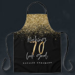 Modern black gold glitter 70th birthday typography apron<br><div class="desc">Modern black gold glitter 70th birthday typography</div>
