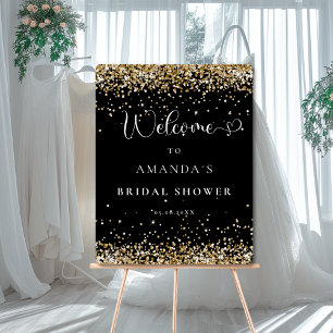 Modern Black Gold Glitter Bridal Shower Foam Board