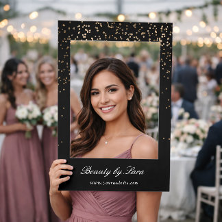 Modern Black & Gold Glitter Effect Feminine Brand Selfie Frame