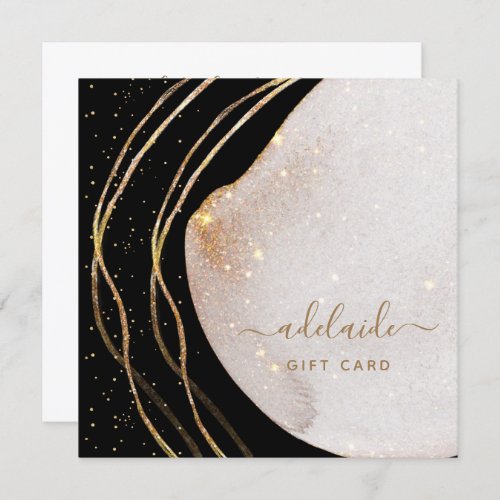 Modern Black Gold Glitter Hair Stylist Gift Card