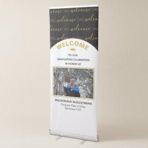 Modern Black Gold Graduate Photo Retractable Banner