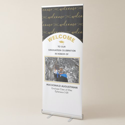 Modern Black Gold Graduate Photo Retractable Banner