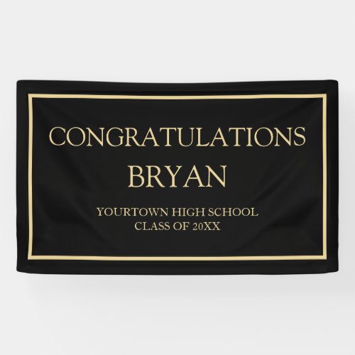 Modern Black Gold Graduation Congratulations  Banner