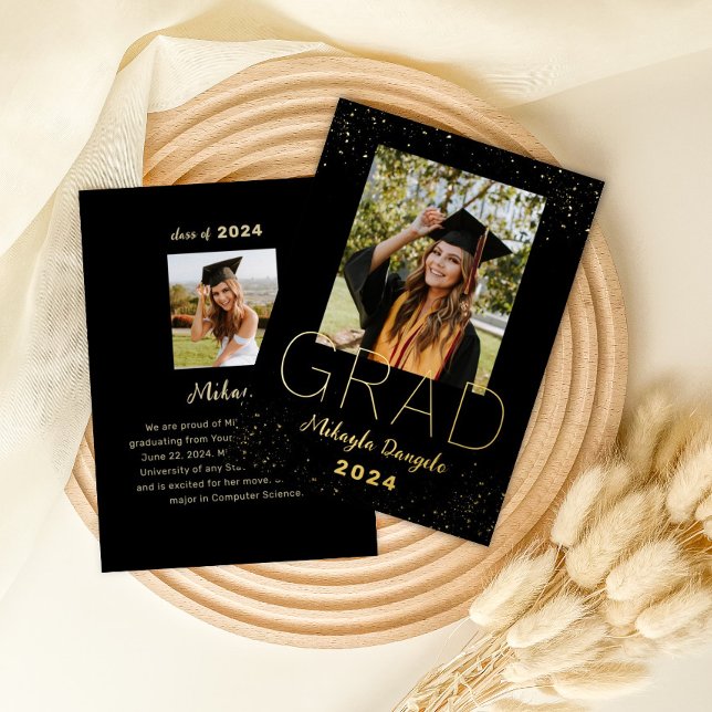 Modern Black Gold Graduation Foil Announcement (Creator Uploaded)