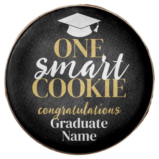 Modern Black Gold Graduation - One Smart  Chocolate Covered Oreo (Front)