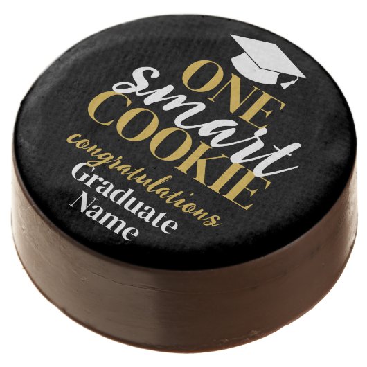 Modern Black Gold Graduation - One Smart  Chocolate Covered Oreo (Angled)