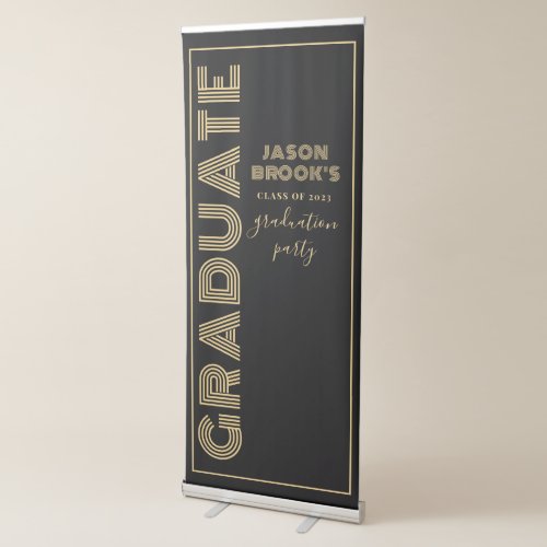Modern Black Gold Graduation  Retractable Banner
