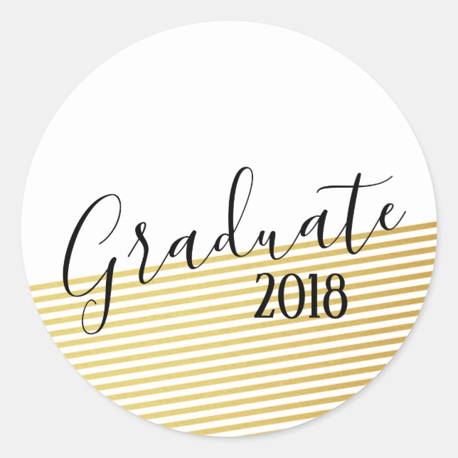 Modern Black & Gold Graduation Stickers (Front)