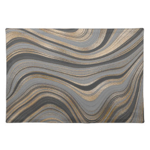 Modern Black Gold Gray abstract Cloth Placemat