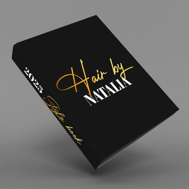 Modern Black Gold Hair Stylist Style Book 3 Ring Binder (Creator Uploaded)