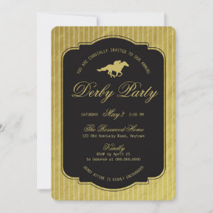 Modern Black & Gold Horse Race Derby Equestrian Invitation
