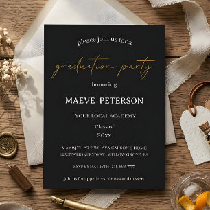 Modern black & gold law school graduation  invitation